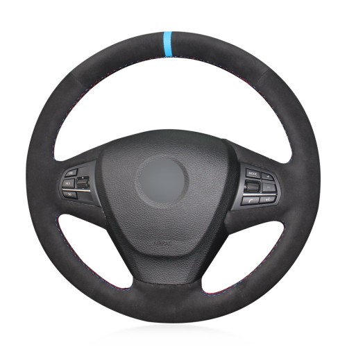 Loncky Auto Black Genuine Leather Custom Fit Steering Wheel Covers for for BMW F25 X3 2011 2012 2013 2014 2015 2016 2017 F15 X5 2014 Accessories