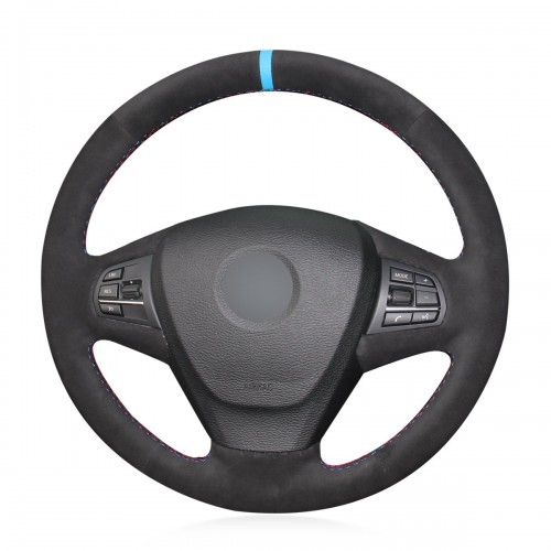 Loncky Auto Black Genuine Leather Custom Fit Steering Wheel Covers for for BMW F25 X3 2011 2012 2013 2014 2015 2016 2017 F15 X5 2014 Accessories