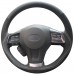 111Loncky Auto Custom Fit OEM Black Genuine Leather Black Suede Steering Wheel Cover for 2014-2016 Subaru Forester /2013-2015 Subaru XV Crosstrek /2012-2014 Subaru Legacy /2012 2013 2014 2015 Subaru Impreza Accessories