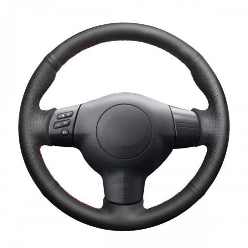 Loncky Auto Black Genuine Leather Custom Fit Steering Wheel Covers for Toyota Corolla 2004 2005 2006 Caldina 2002 2003 2004 2005 2006 2007 RAV4 2004 2005 Scion tC 2005-2008 2009 2010 Accessories