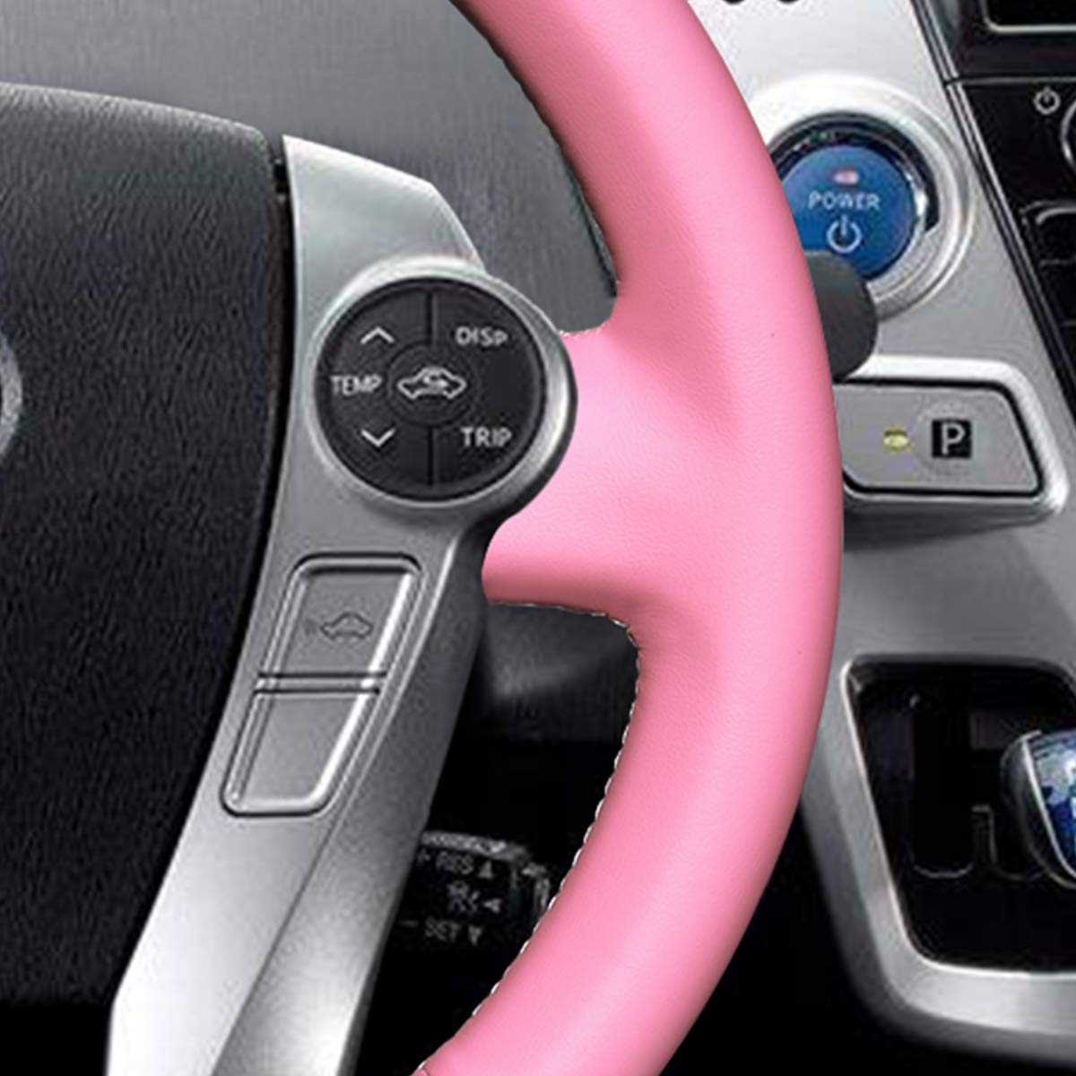 Loncky Auto Black Genuine Leather Car steering wheel cover for Toyota