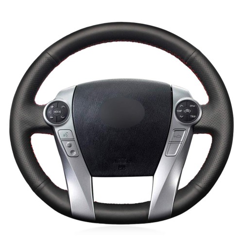 Loncky Auto Black Genuine Leather Car steering wheel cover for Toyota Prius 2010 2011 2012 2013 2014 2015 Toyota Prius c 2012-2018 Interior Accessories