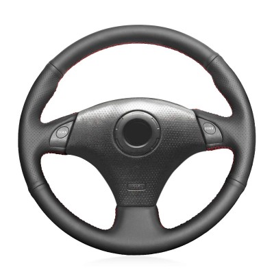 Loncky Auto Black Genuine Leather Custom Steering Wheel Covers for Toyota RAV4 1998-2003 Corolla 2001 Celica 1998-2005 MR2 2000-2004 Lexus IS200 IS300 1999-2005 Accessories (with multi-function button)