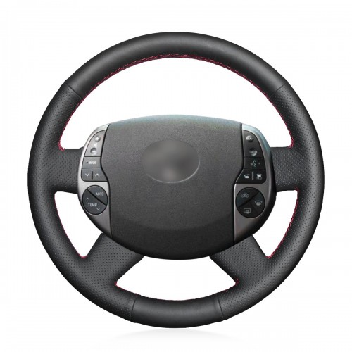 Loncky Auto Black Genuine Leather Custom Steering Wheel Covers for Toyota Prius 2004 2005 2006 2007 2008 2009 Interior Accessories