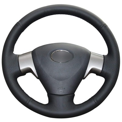 Loncky Auto Black Genuine Leather Car Custom Fit Steering Wheel Cover for Toyota Corolla 2009-2013 Matrix 2009-2010 Auris 2007-2009 Accessories